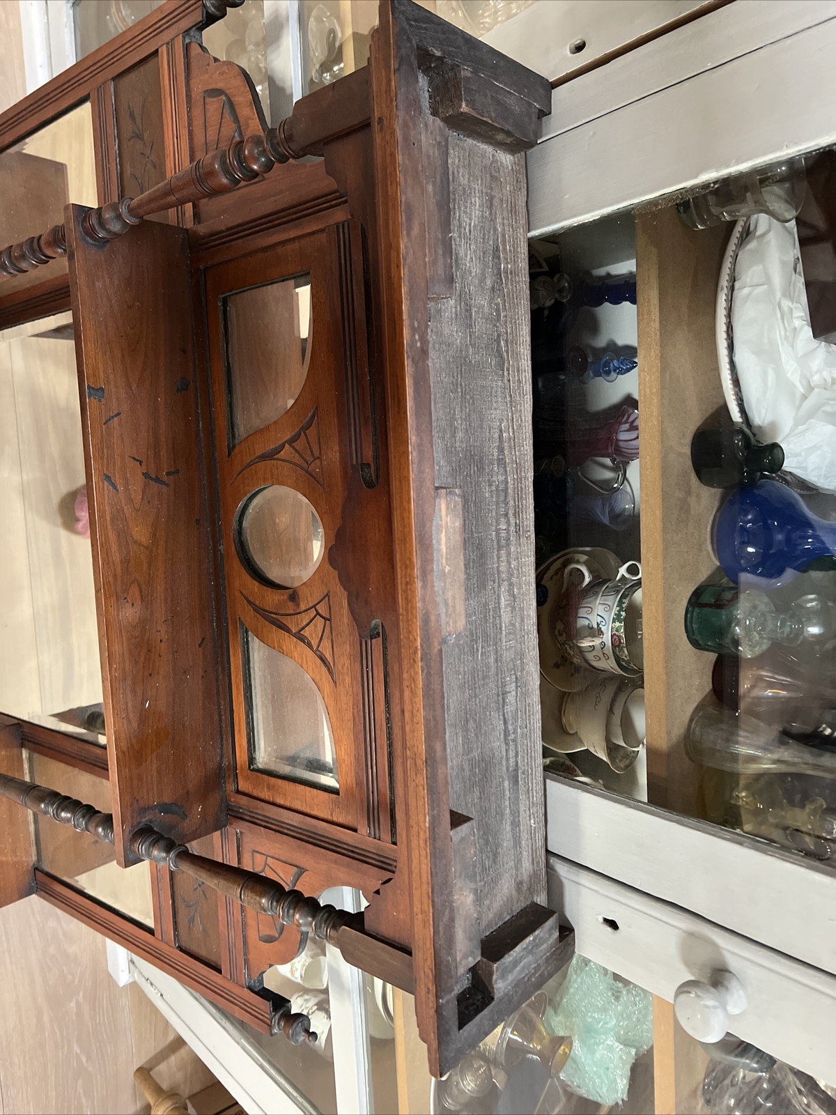 Edwardian Mahogany Over Mantle Mirror With Shelves eBay