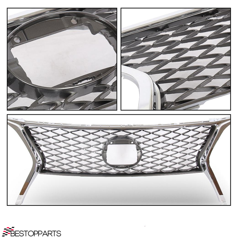 2-Piece Front Bumper Grille Set – Upper & Lower Mesh – Fits Lexus RX350 2013-2015