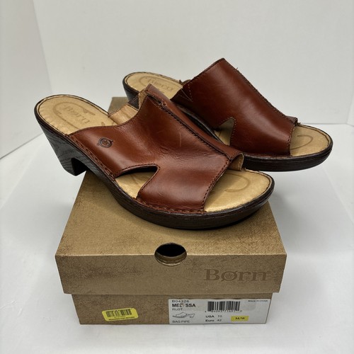 Born Melyssa Rust Bag Pipe Slip On Sandals Clogs Brown Leather Women’s Size 10 - Picture 7 of 11