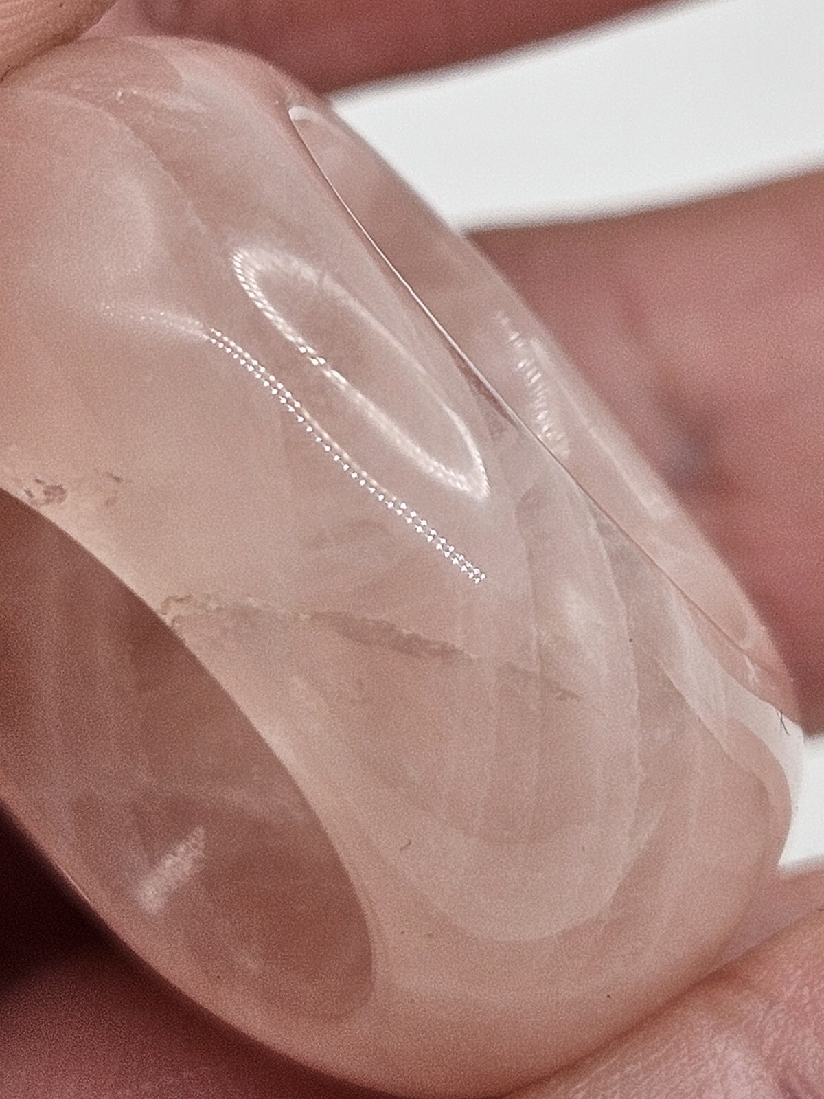 Solid Rose Quartz White Agate Chunky Ring Size 8 - image 7