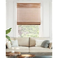 Chicology Cordless Light Filter Natural Woven Bamboo Roman Shade - Brown Acorn