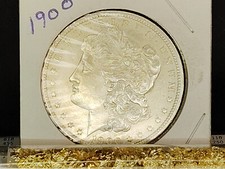 1900 Morgan 90% Silver Dollar BU Very Beautiful coin!!! + 1 Tube of Gold Flake