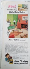 1952 Lowe Brothers Stylist Paints Mid century modern living room  Vintage Ad