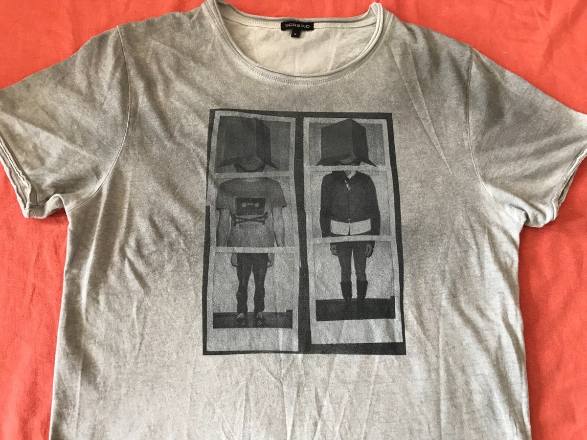 SORBINO ITALIAN MEN'S DESIGNERS T-SHIRT GRAPHIC PRINT SZ LARGE