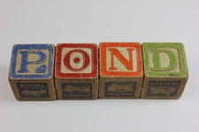 Vintage Alphabet Wooden Blocks Letters Figures Decorative Pieces