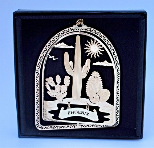 City of Phoenix Arizona Brass Ornament Desert Beauty Personalize with Year Charm - Photo 9/11