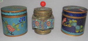 Chinese Antique Cloisonne Tea Caddy Boxes 3