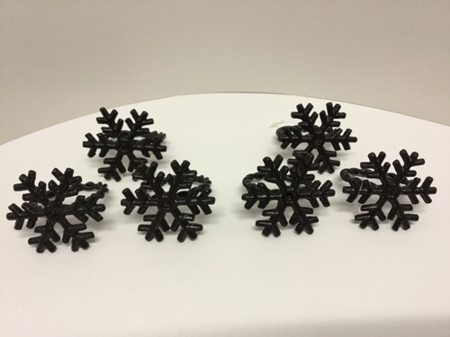Snowflake Napkin Ring Holders - Dark Brown Rust Wrought-Iron 2 1/2” - Set of 6