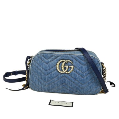 GUCCI GG Marmont Chain Shoulder Bag Imitation Pearl Leather - Main Image