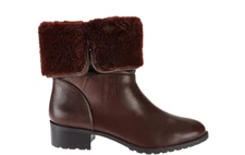H by Halston Leather Ankle Boots with Faux Fur - Caroline Size 8