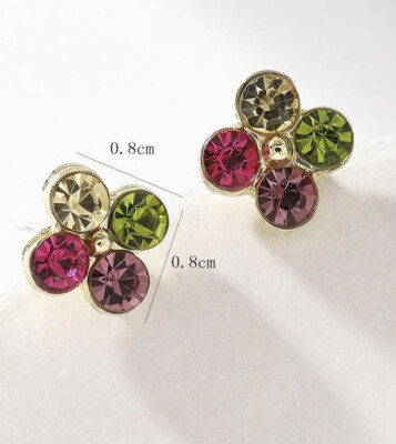 Modeschmuck Damen Mädchen süße bunte Strass Ohrstecker 1 Paar
