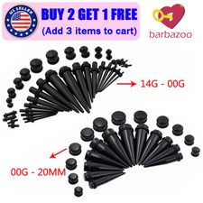12-60PCS Ear Stretching Kit Acrylic Ear Tapers Plugs Expander Gauge Set 14G-20MM