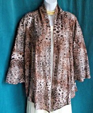 CHICO'S Semi Sheer Open Jacket Cover Shrug Sz 1 S Stretchy Net Various Prints