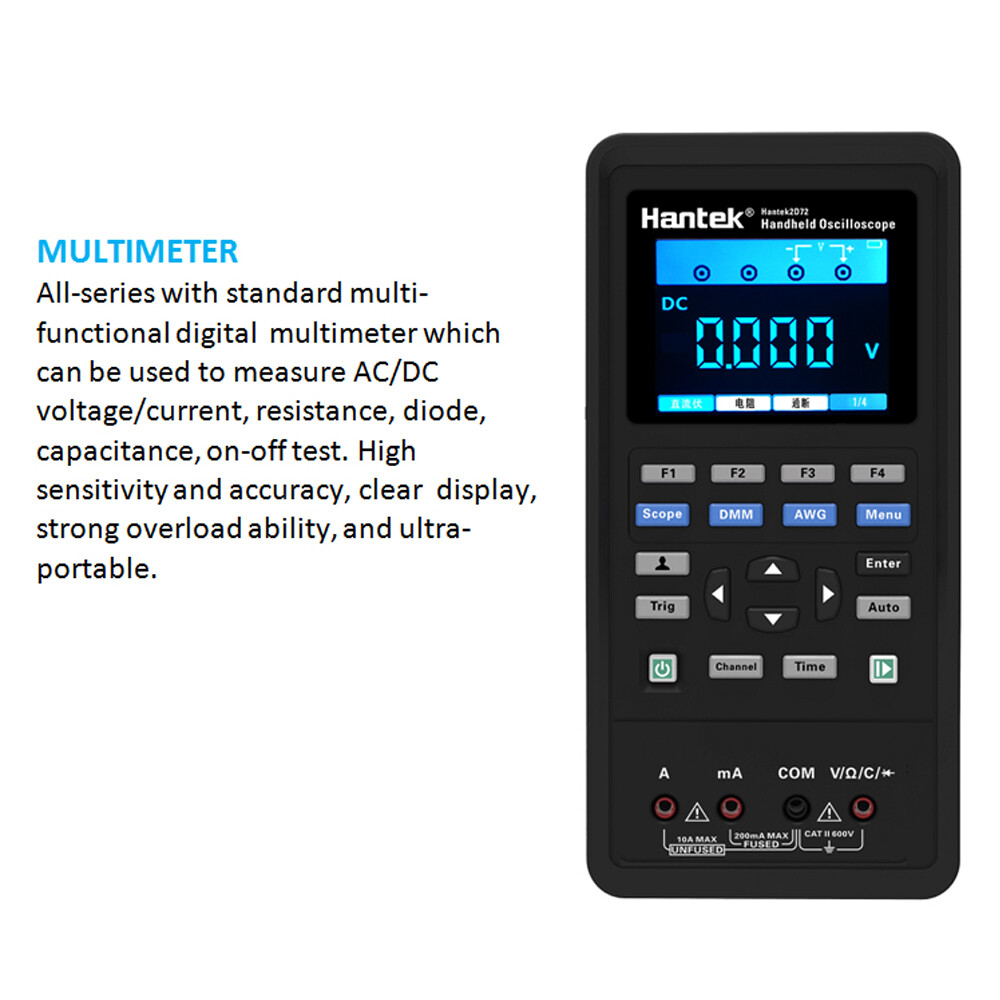 3in1 Hantek Handheld Oscilloscope Digital Multimeter Waveform Generator 250MSa/s