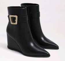 Wedge Black Booties Buckle By Sam Edelman Size 8