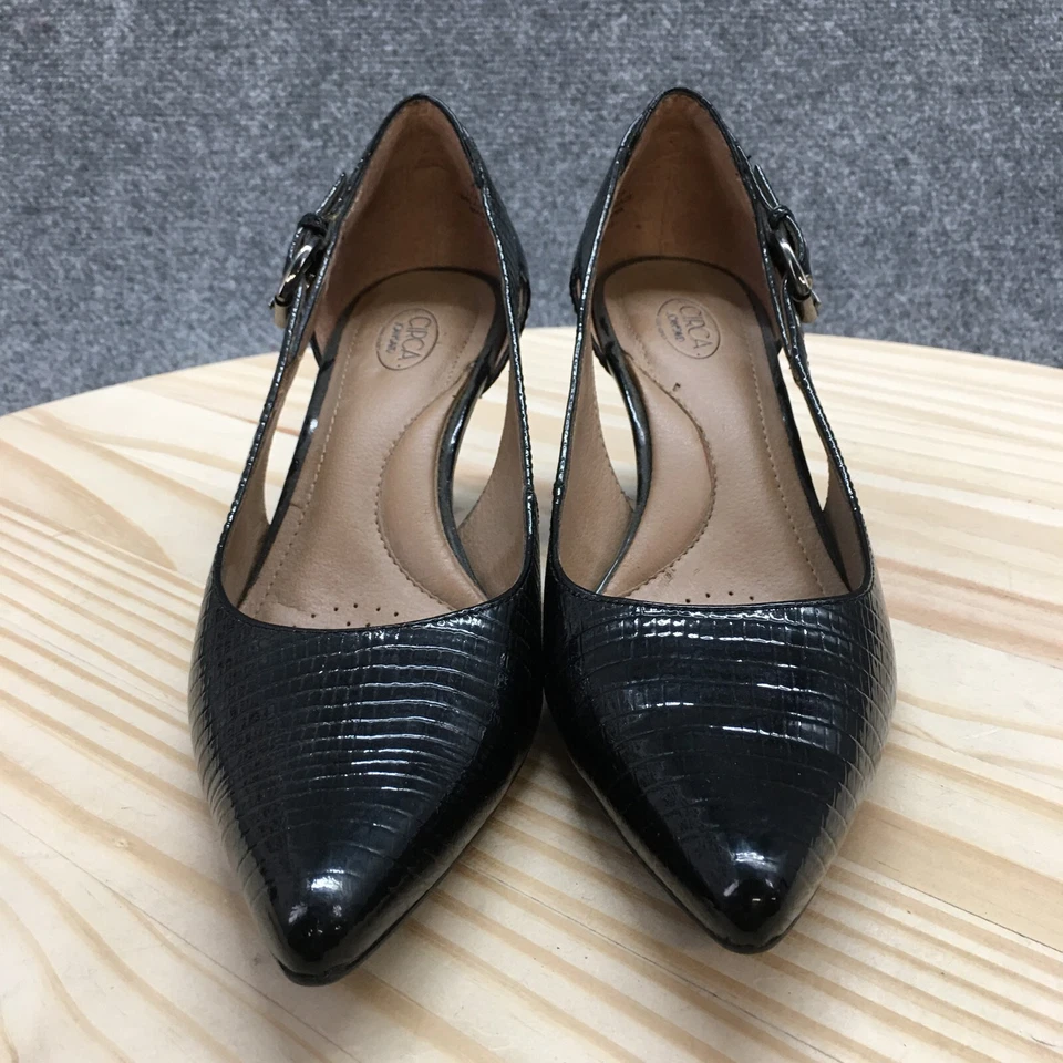 Zapatos de salón Circa Joan & David para mujer 7 M Calla Lily sin cordones de cuero negro Foto 4 de 4