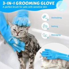 Pet Grooming Gloves - Heat Resistant Silicone Gloves with High-Density Teeth, En