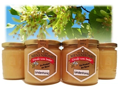 EIGENPRODUKTION Miele di tiglio bavarese quattro vasetti da 500g, miele da apicoltura propria miele da apicoltore