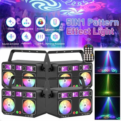 5IN1 LED Pattern Wash Light W/Laser DMX RGBW Strobe Disco Stage Effect Lighting