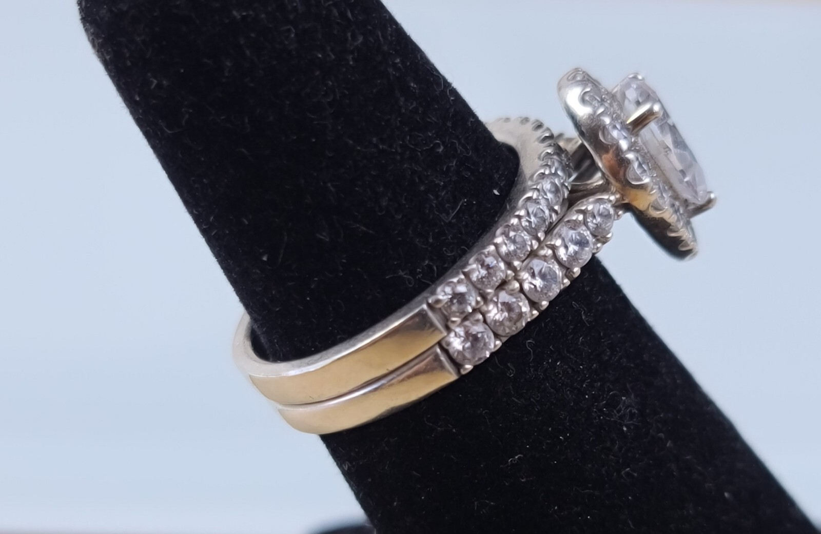 2 Sterling 925 Solid Silver Iced AAA Stacker Ring… - image 5
