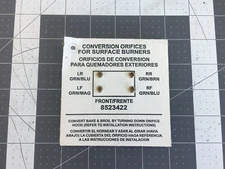 Whirlpool Gas Range Oven  LP Conversion Kit P# 8523422