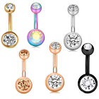4-10Pcs Clear Cz Belly Button Ring Piercing Kit 14G Surgical Steel Navel Rings