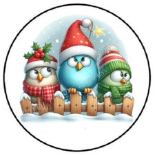 CHRISTMAS BIRDS ON FENCE ENVELOPE SEALS LABELS STICKERS PARTY FAVORS