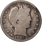 1901-S VG+ Barber Silver Liberty Half Dollar 50c Very Good