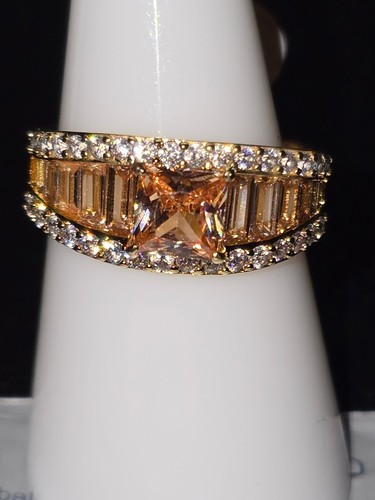 Look Again Rbp8624 Size 8 Dark Smokey Topaz CZ On Gold Bp Ring