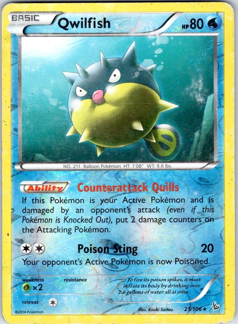 QWILFISH 21/106 FLASHFIRE POKEMON REVERSE HOLO DMG