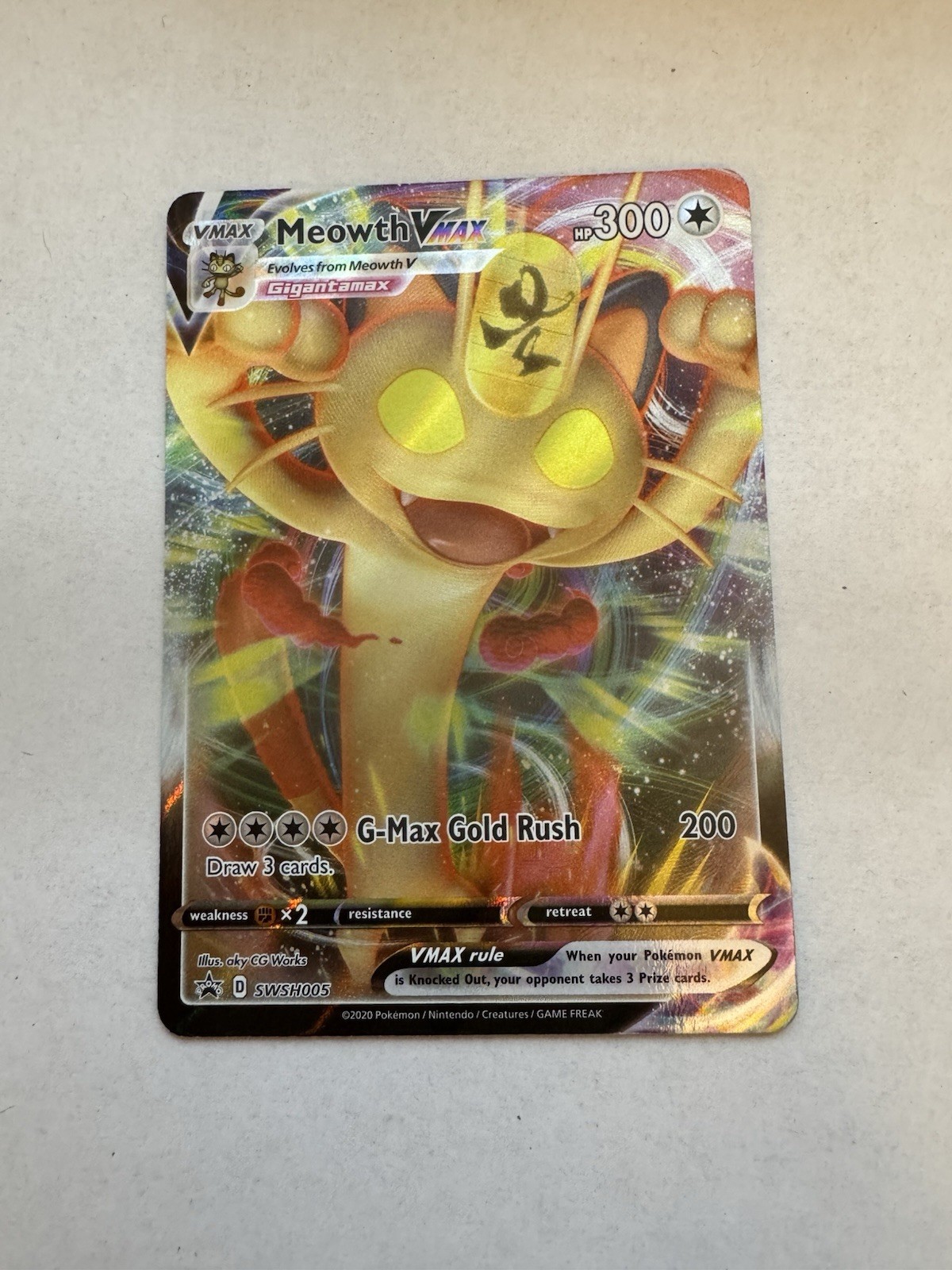 Pokémon: Meowth Vmax SWSH005 Black Star Promo Card NM/M