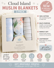 Cloud Island Muslin Baby Blankets 3 Pack Swaddle Receiving Blanket Cotton New