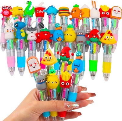 CZWZ 20Pcs Mini Multicolor Pens in One 4-in-1 Cute Pens Bulk for Kids, Fun Kawai