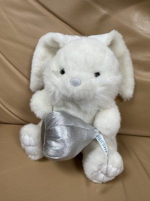 Small Plush White Easter Bunny w/Silver Metallic Hershey Kiss ~ 10  Tall