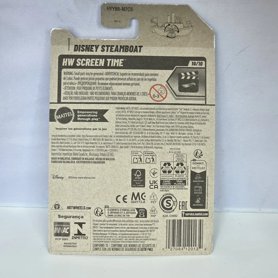 2025 Hot Wheels NEW Black/White Disney Steamboat HW Screen Time - Image 2 of 2