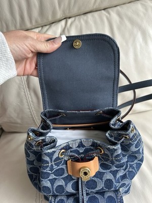 AUTHENTIC NEW Coach Mini Riya Backpack Signature Denim Leather