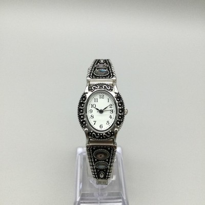 Womens Watch 23mm Silver Tone Oval Dial Abalone Stone  display picture 2