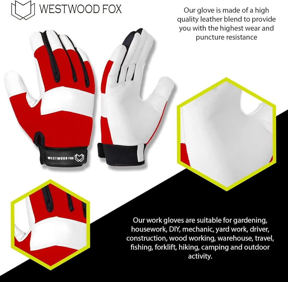 Guantes de trabajo de jardinería Guantes de seguridad de cuero a prueba de espinas para hombres y mujeres Flex Foto 4 de 4