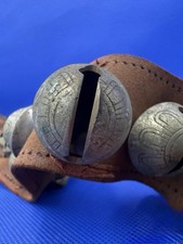 Antique J C Deagan Chromatic Instrumental Sleigh bells on Leather Strap, Rare