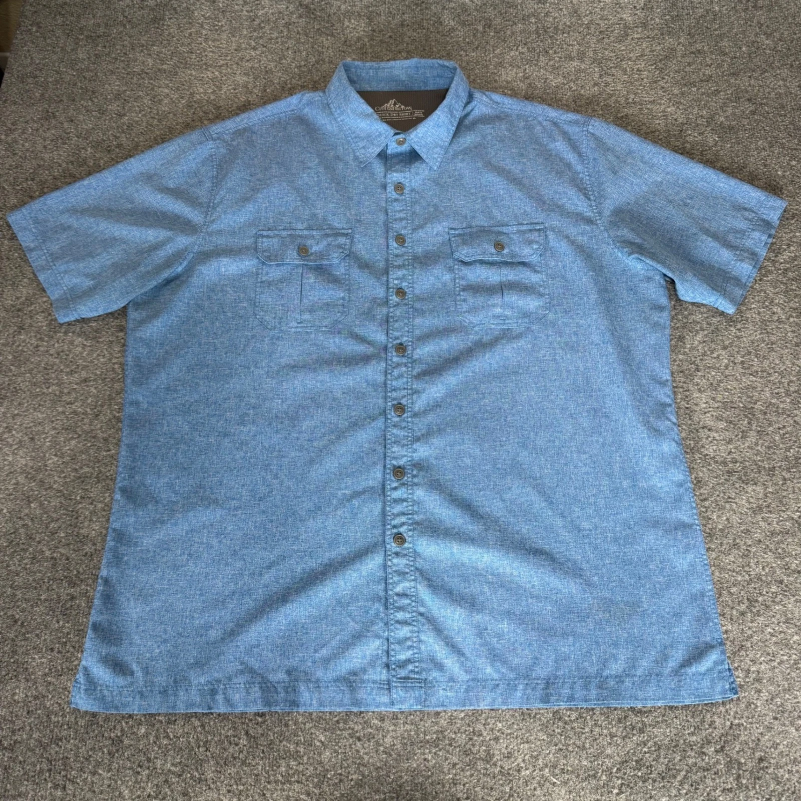 Croft & Barrow Men XL Quick Dry Short Sleeve Button Up Shirt Blue Outdoor Hiking