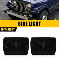 2x Front Turn Signal Parking Lamp Housings For Jeep Wrangler Yj 1987-95 Smoked J