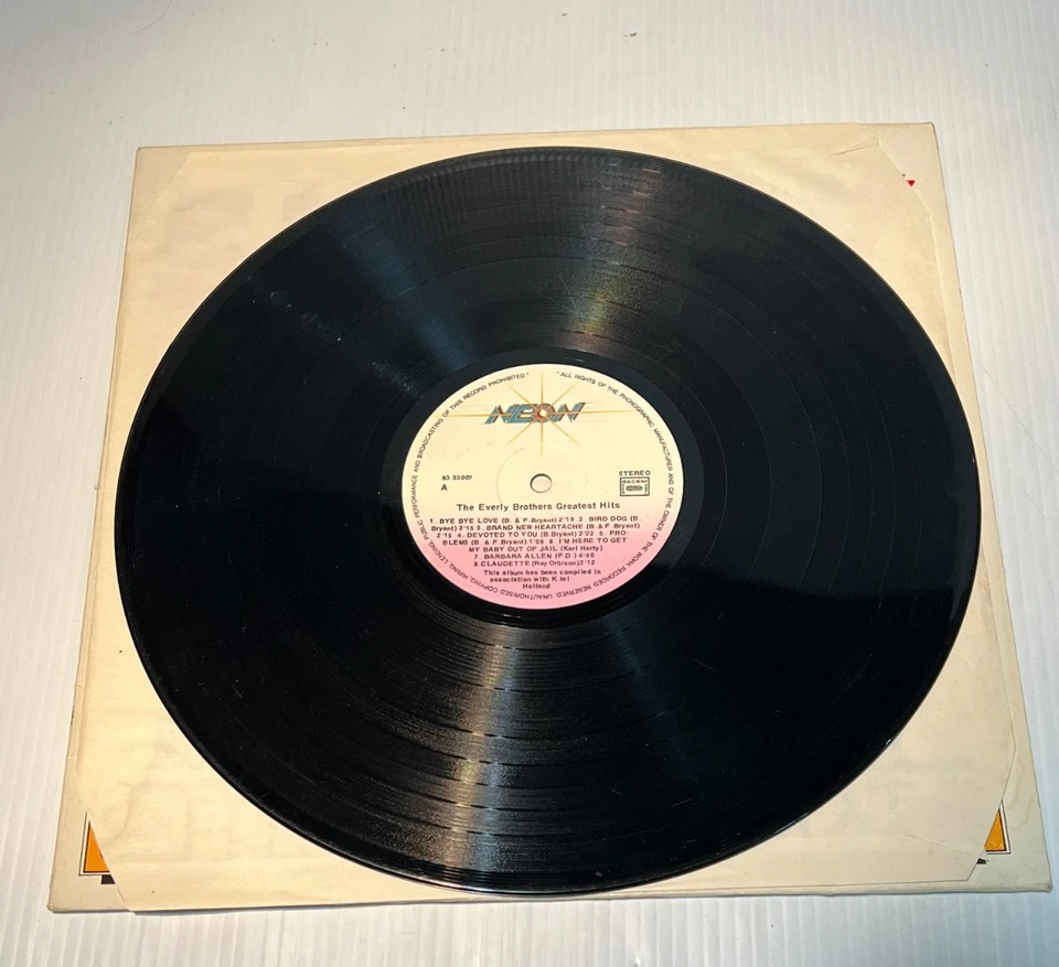 THE EVERLY BROTHERS Greatest Hits Vinyl LP Holland Import Neon 83333007 - VG - Image 4 of 4