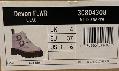 Dr. Martens Devon FLWR Lilac Nappa Platform Buckle Ankle Boots Women US 6