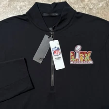 Greyson Sweatshirt Mens XL Black Siasconset Quarter Zip Super Bowl LIX Golf NEW