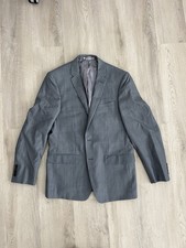 DKNY Gray Men's Suit Jacket Single-Breasted Two-Button Notch Lapel Inner Pockets