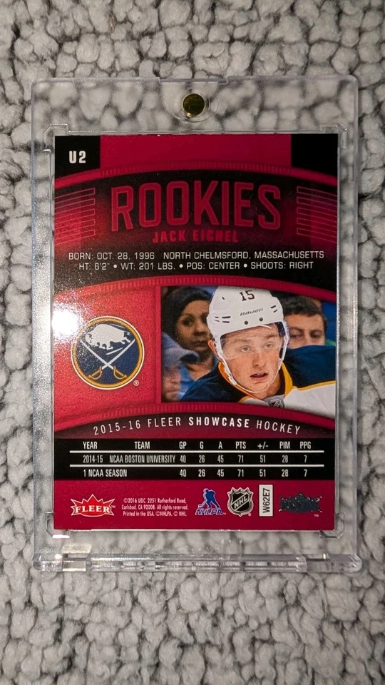 2015-16 Upper Deck Fleer Showcase Ultra Rookies Jack Eichel #U2/99 (RC) - Image 2 of 2