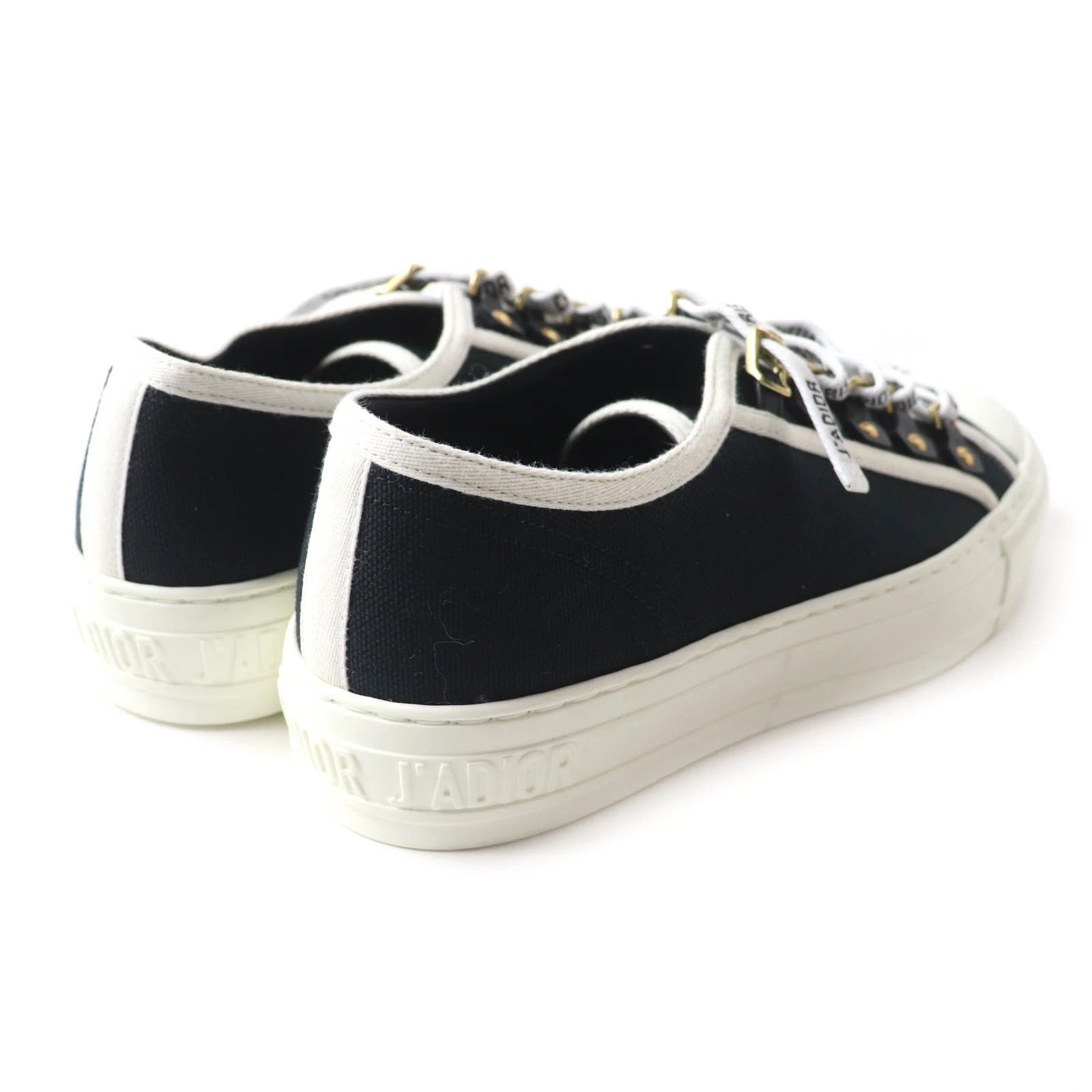 Baskets basses Christian Dior WALKIN DIOR logo à lacets toile noir blanc