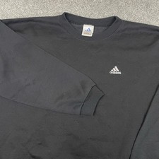 Vintage Adidas Sweatshirt Mens L Black Pullover Crewneck Workout Gym Y2K USA 90s