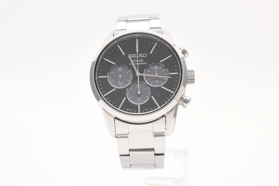 [COMO NUEVO en caja] Reloj de cuarzo para hombre SEIKO Solar Cronógrafo V175-0BJ0 de JAPÓN Foto 3 de 4