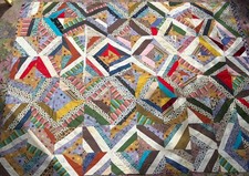 Vintage Scrap Quilt String Quilt Cottage Eclectic Midcentury 62 x82 Paper Fill
